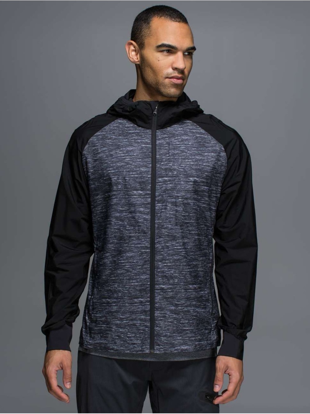 lululemon athletica Men's Black Heather Hooded Windbreaker